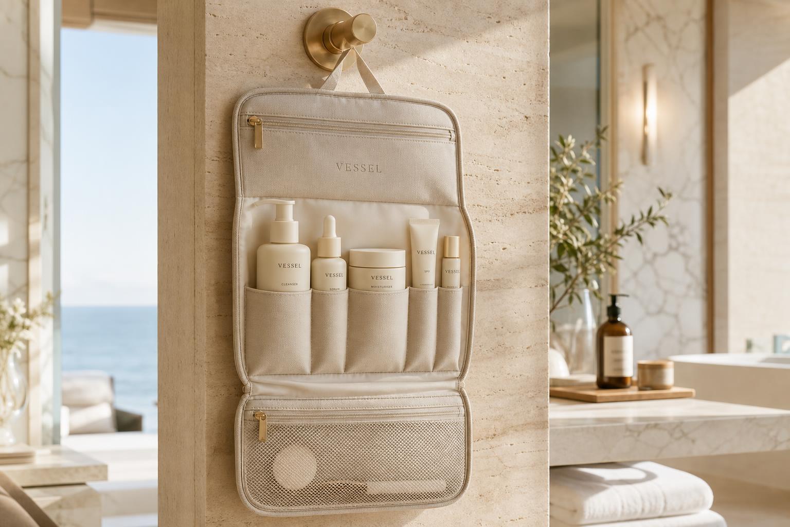 VESSEL travel skincare case, hanging